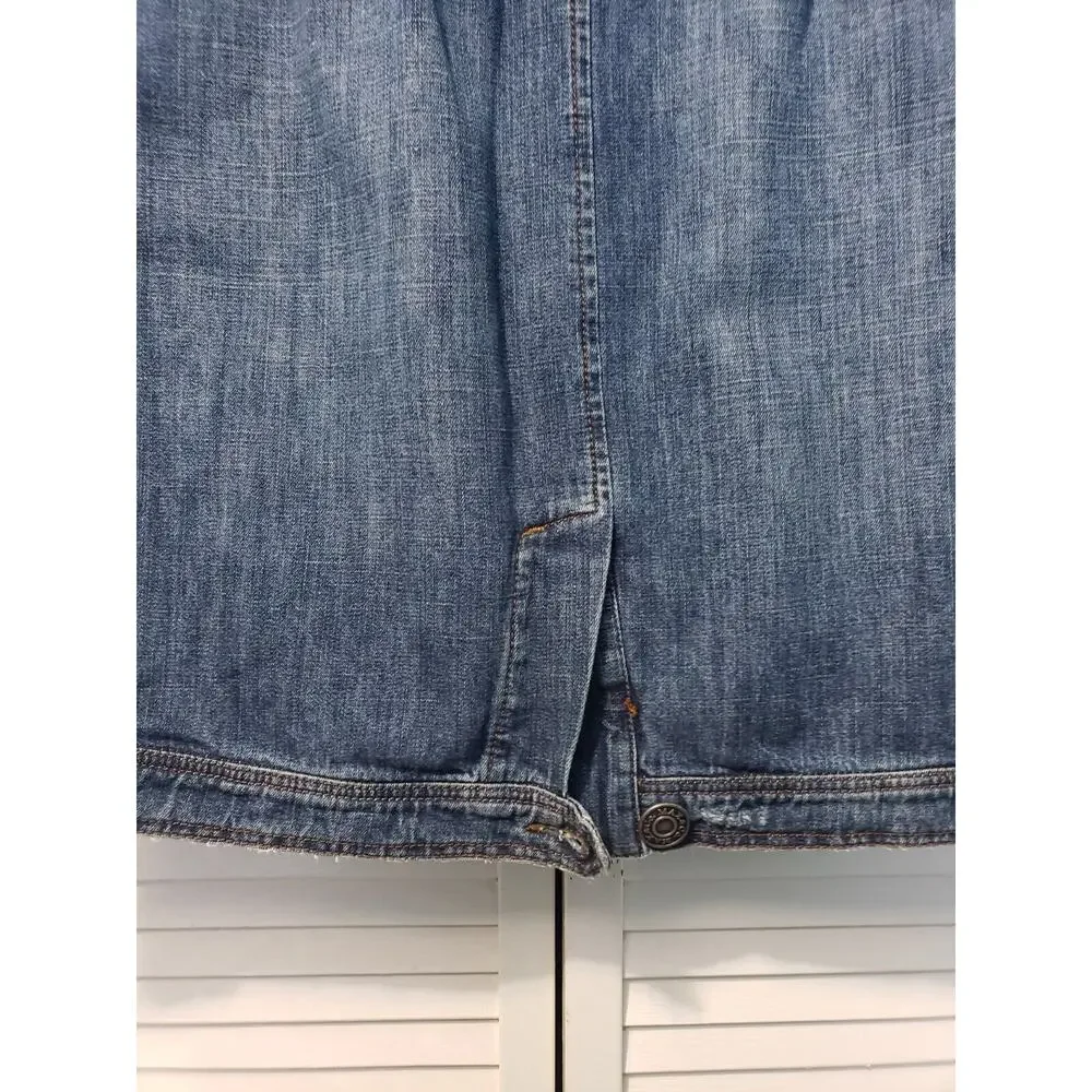 Assembly‎ Distressed Demin Skirt Women's US 4 Medium Wash Vintage Blue Buttons